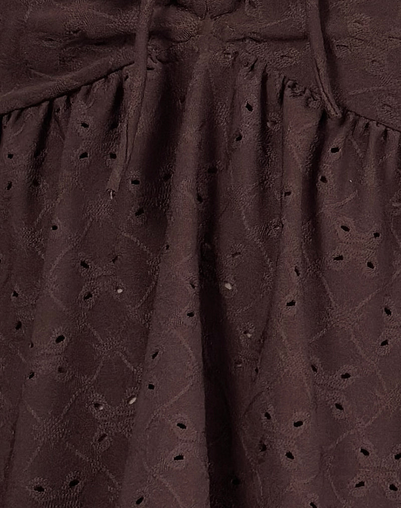 Boyd Bandeau Top in Stretch Broderie Brown