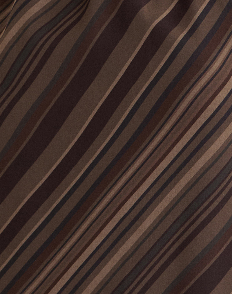 Brielle Top in Chiffon Mix Brown Stripe