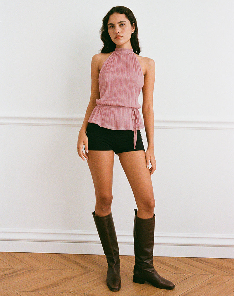 Brienne Top in Chiffon Plisse Pink