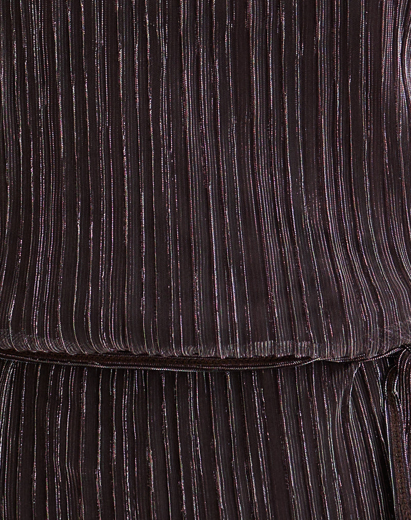 Brienne Top in Brown Shimmer Sheer Plisse