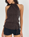Brienne Top in Brown Shimmer Sheer Plisse