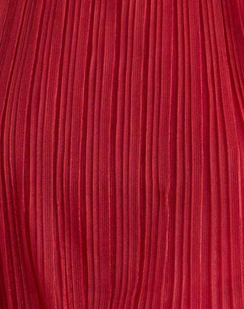 Brienne Top in Shimmer Plisse Red