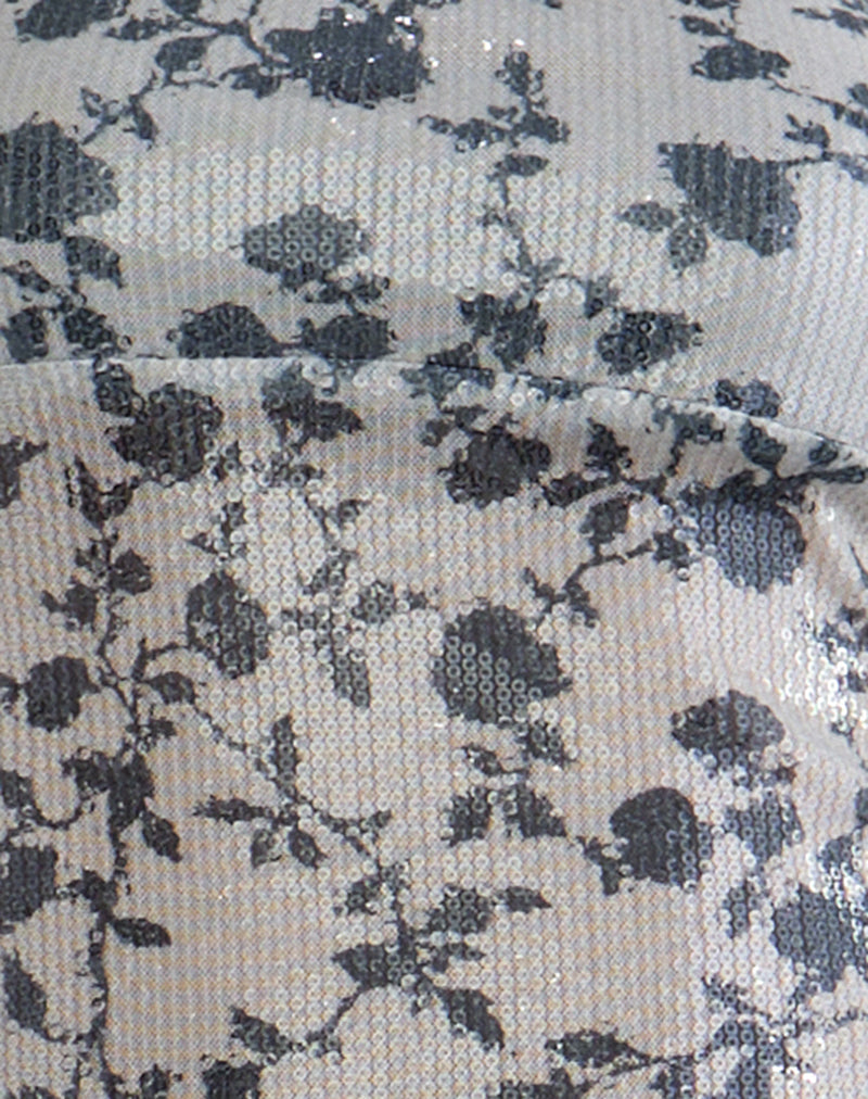 Brilia Bandeau Top in Sequin Flower Grey