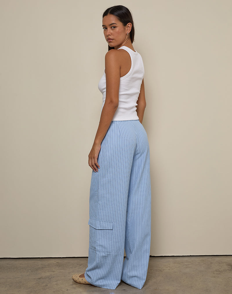Bruna Cargo Trouser in Blue Stripe