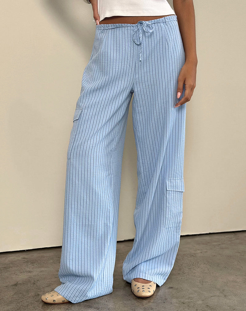Bruna Cargo Trouser in Blue Stripe