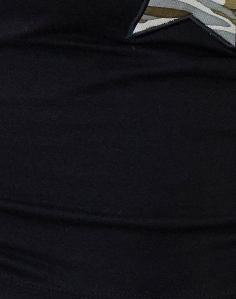 Brynn Cami Top in Black with Camo Star Print