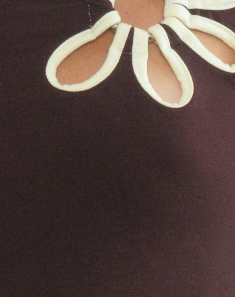 Bunga Flower Cut Out Top in Bitter Chocolate with Lemon Binding