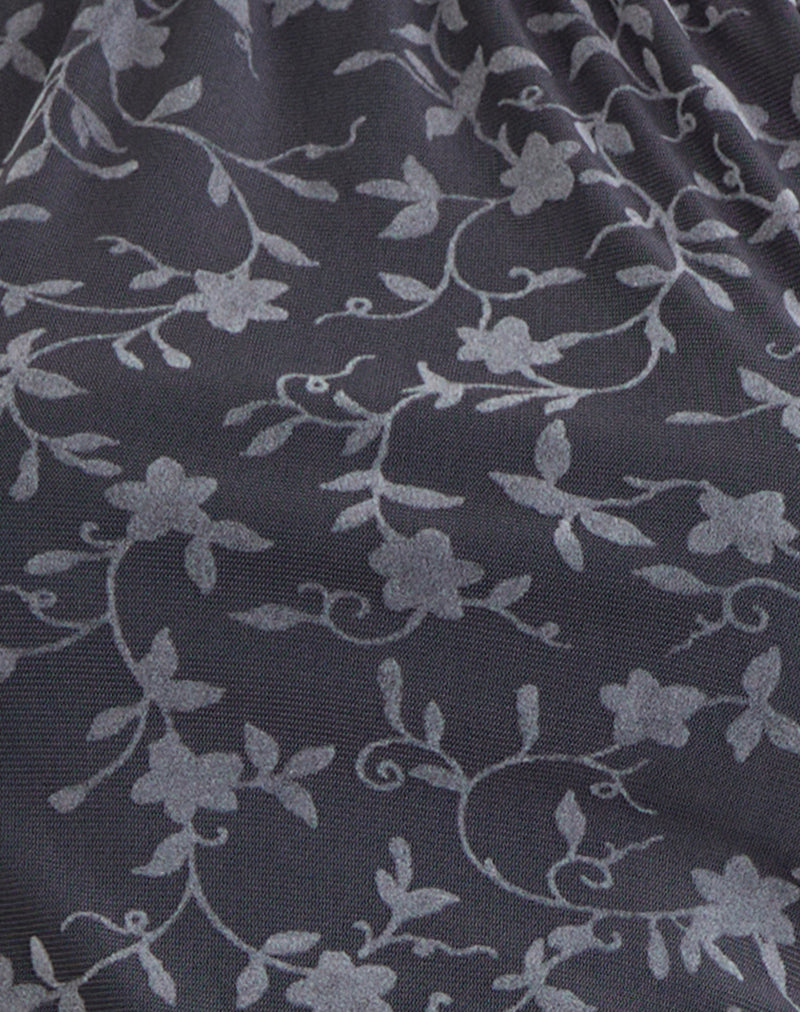Burkie Halterneck Top in Pretty Petal Flock Dark Grey