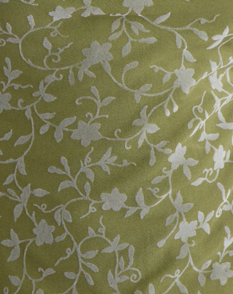 Burkie Halterneck Top in Pretty Petal Flock Olive