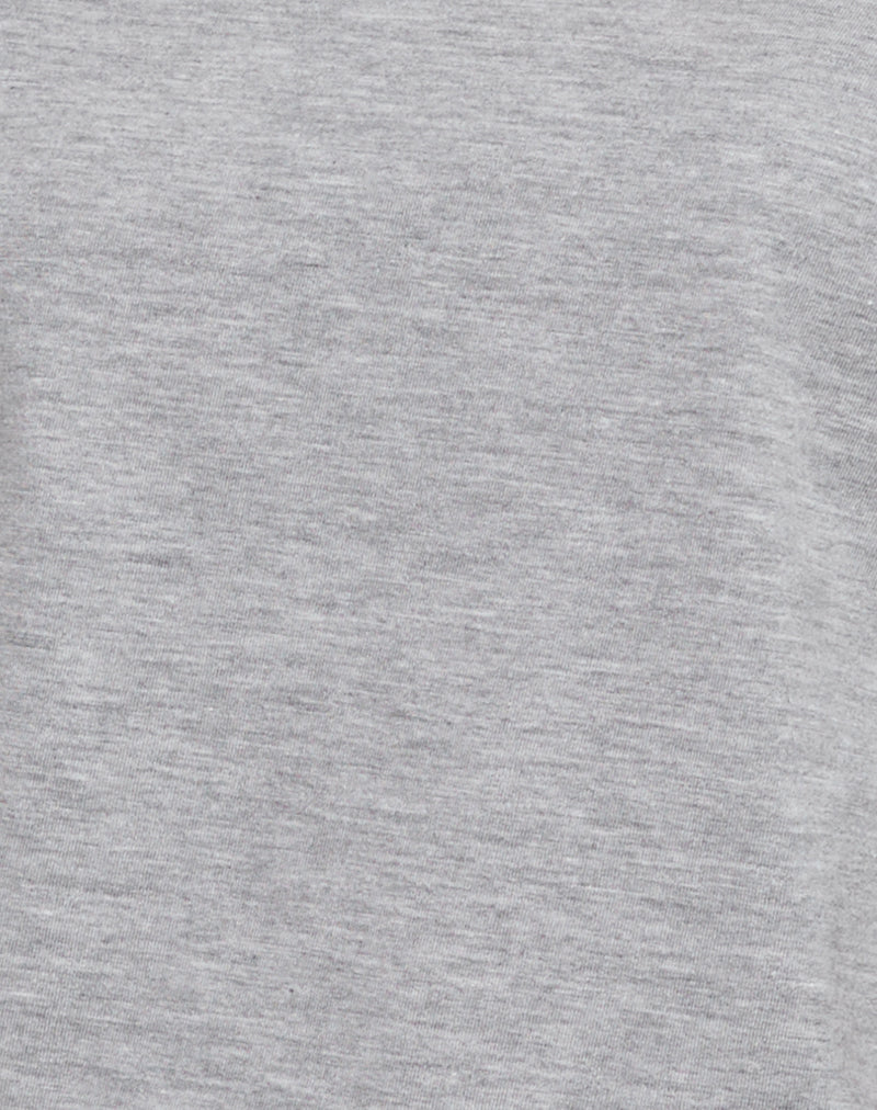 Balia Asymmetric Short Sleeve Basic Top in Grey Marl