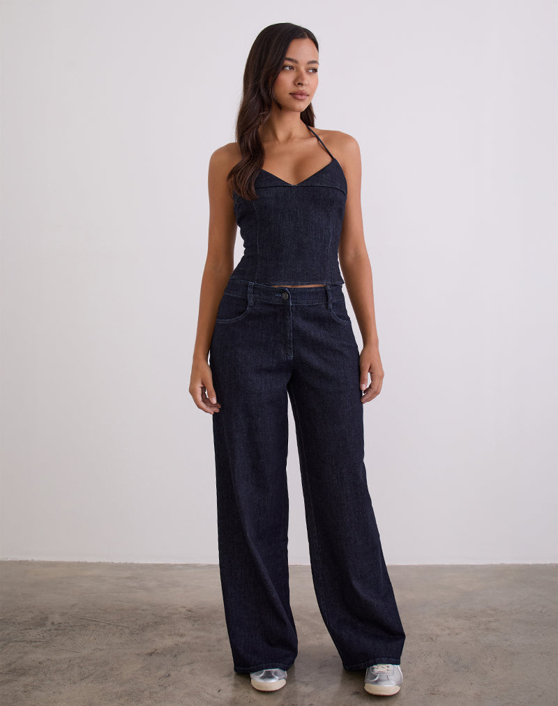 Caira Chambray Halter Top in Indigo