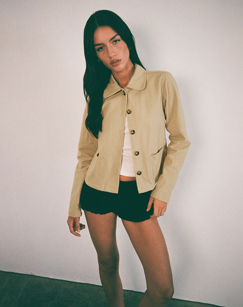 Calva Boxy Jacket in Tan