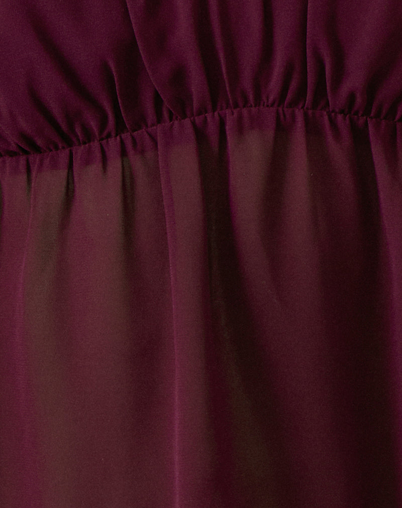 Camden Cami Top in Satin Chiffon Burgundy