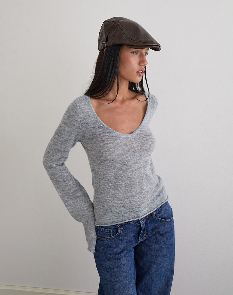 Flat Cap in PU Dark Brown