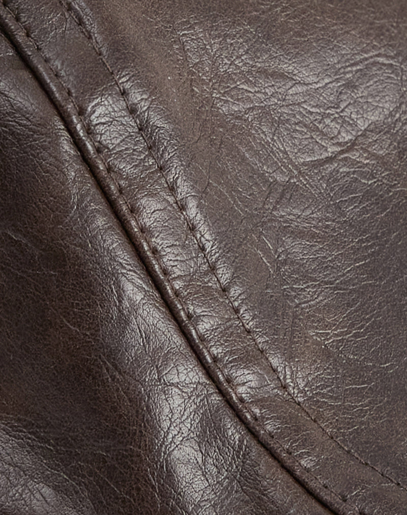 Flat Cap in PU Dark Brown