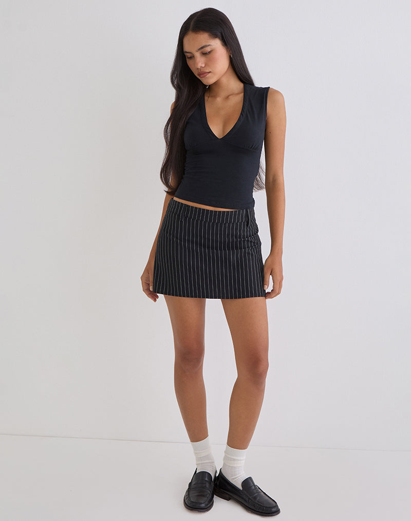 Carlin Mini Skirt in Tailoring Pinstripe Black