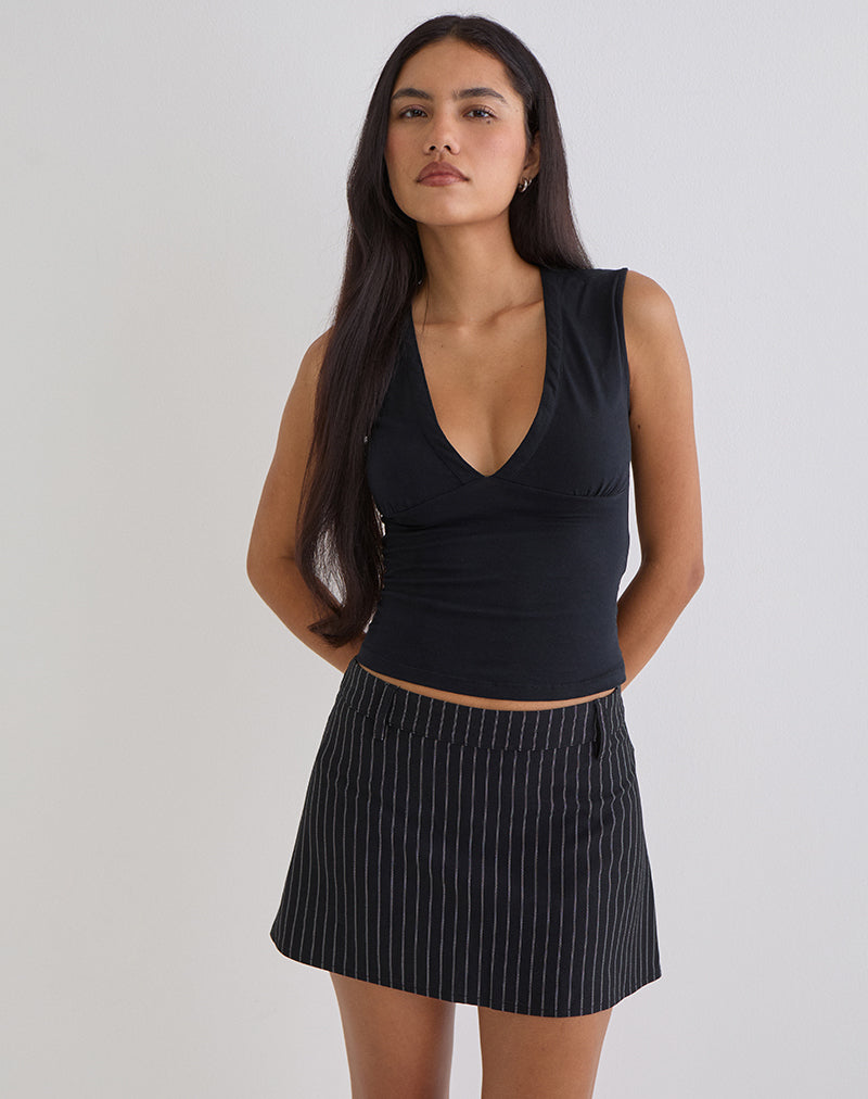 Carlin Mini Skirt in Tailoring Pinstripe Black