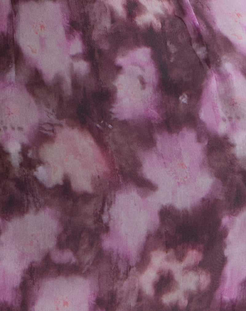 Carmila Mini Dress in Chiffon Floral Purple