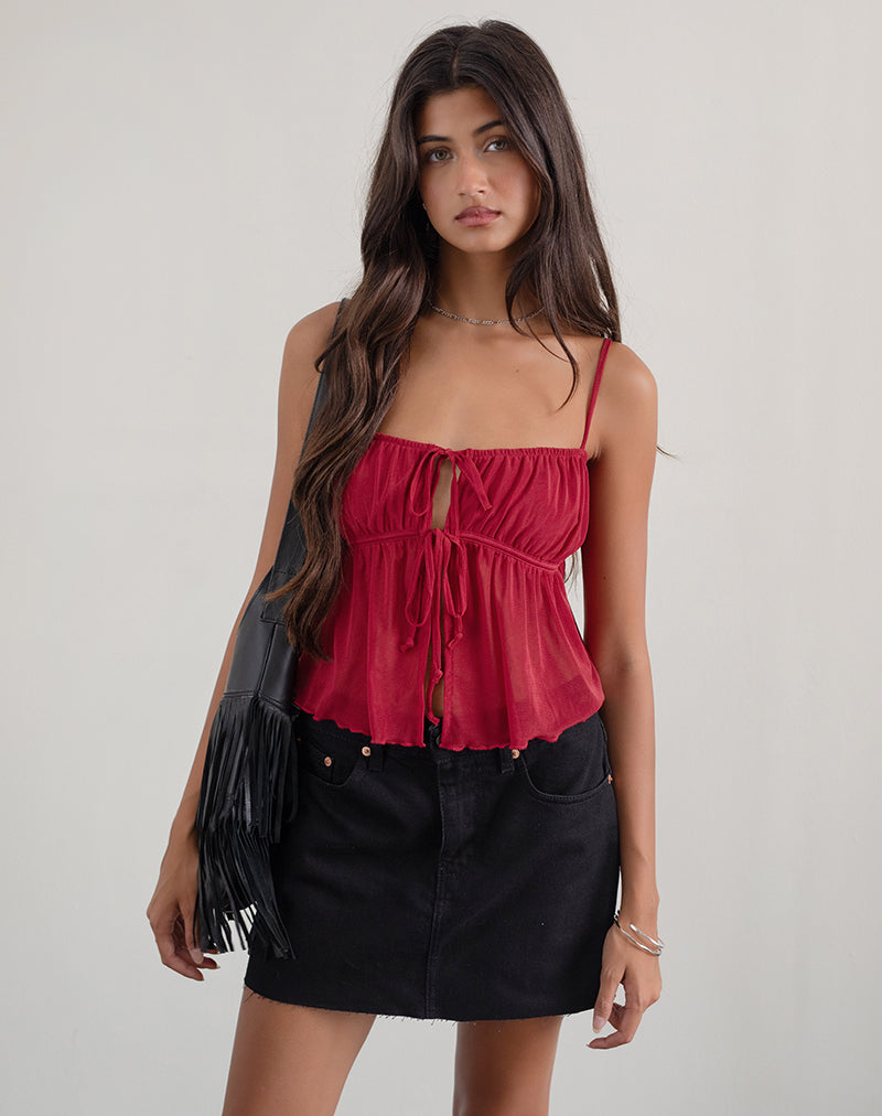 Carmina Cami Top in Mesh Cherry