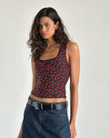Carys Vest Top in Strawberry Polka Black