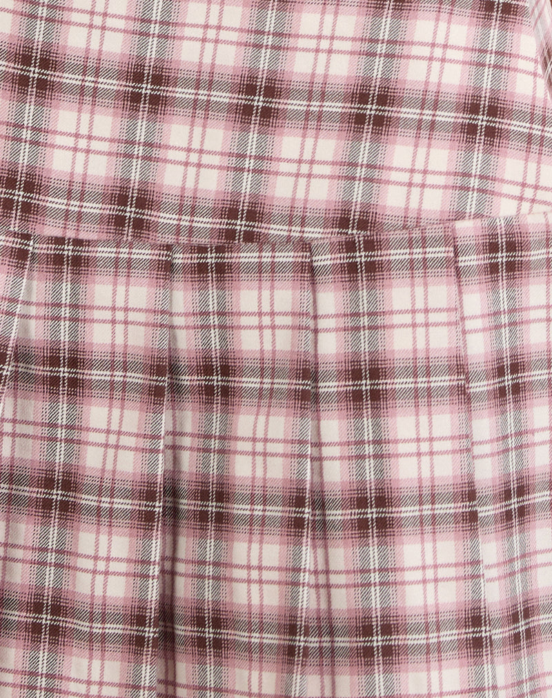 Casini Mini Pleated Micro Skirt in Pink Check
