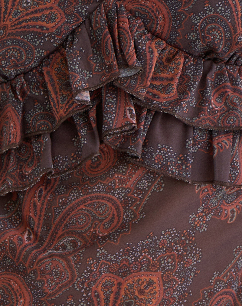 Casoya Top in Chiffon Royal Paisley Burgundy