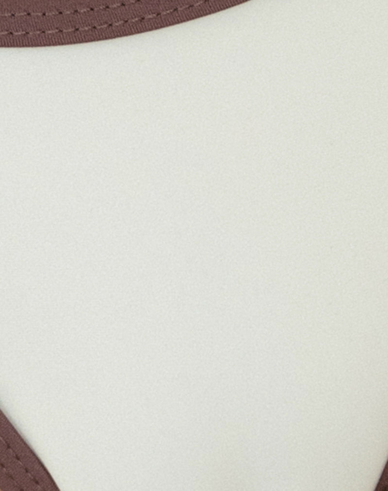 Farida Bikini Bottom in Ivory with Brown Binding