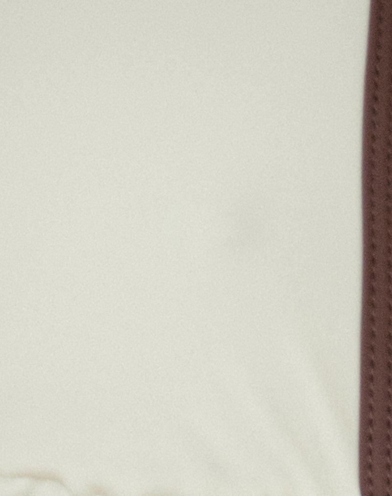 Cerry Bikini Top with Beads in Ivory with Brown Binding
