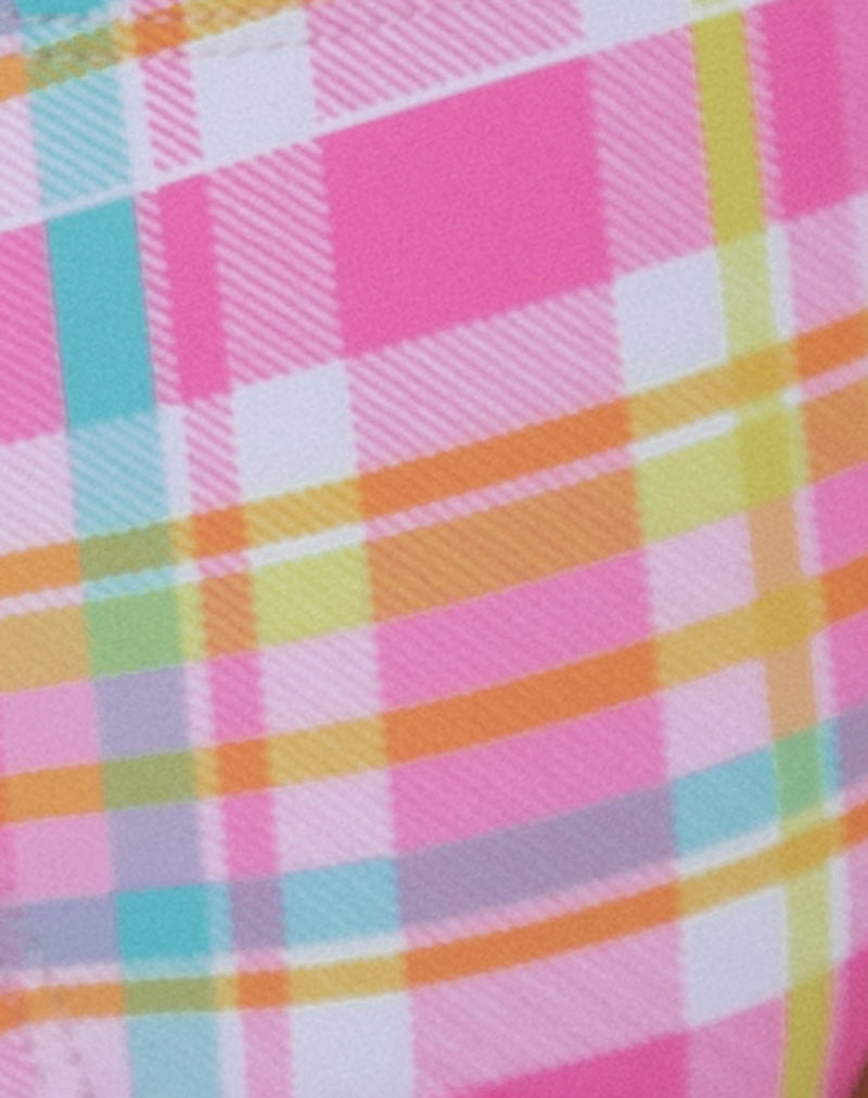 Farida Bikini Bottom in Pink and Yellow Check