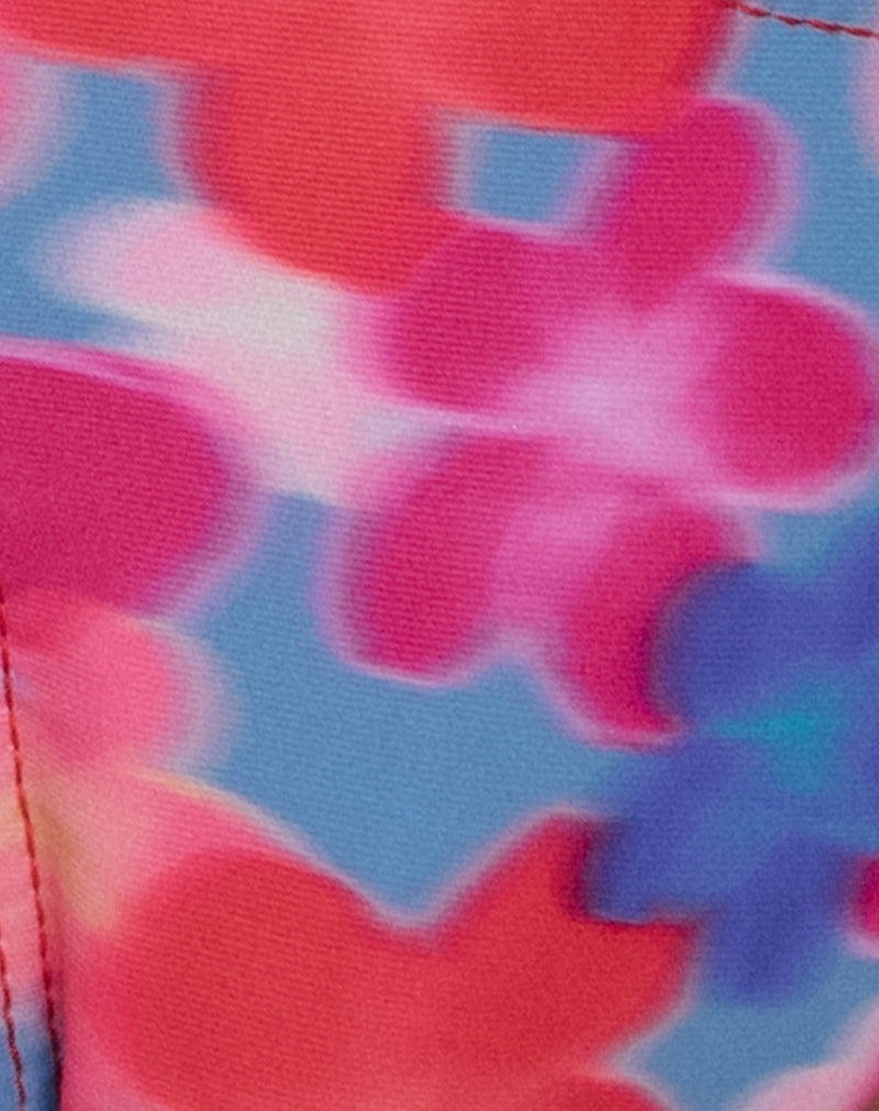 Farida Bikini Bottom in Blurred Flower Blue and Pink