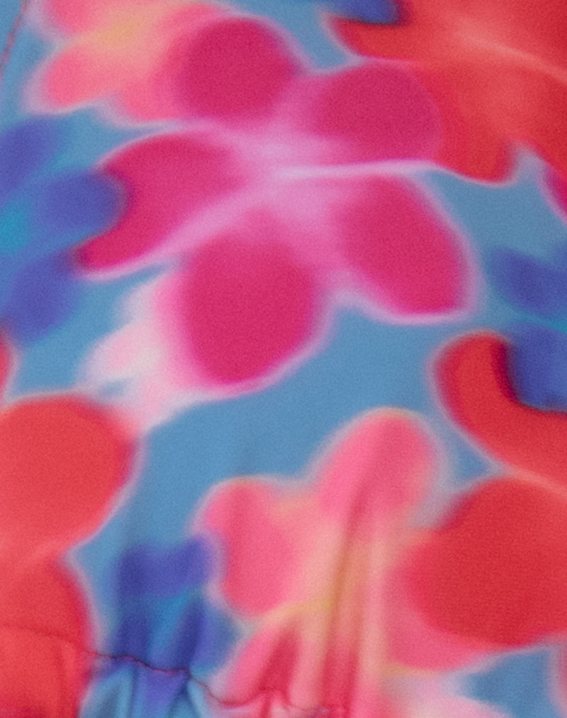 Cerry Bikini Top in Blurred Flower Blue and Pink