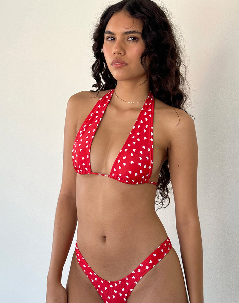 Cerry Bikini Top in Red White Heart
