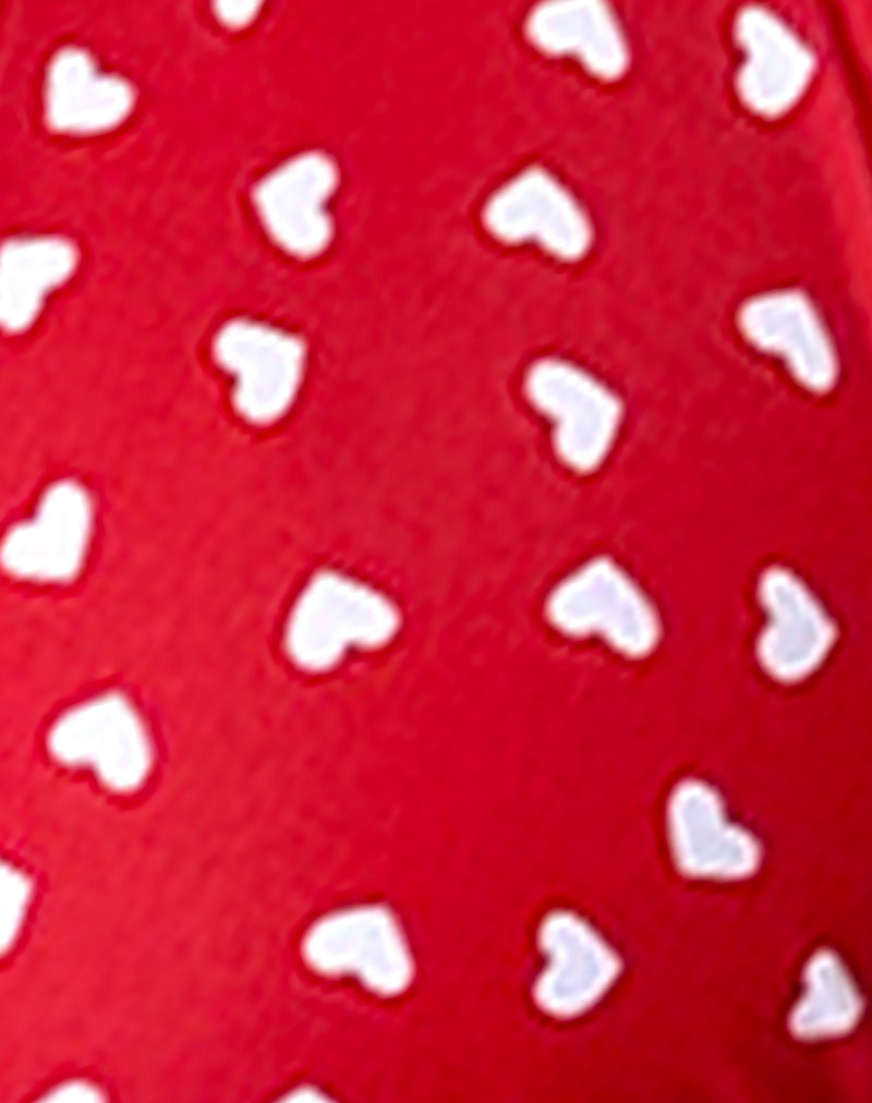 Cerry Bikini Top in Red White Heart