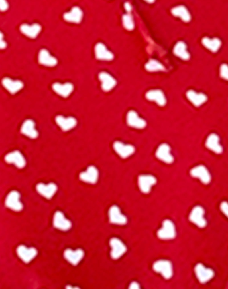 Farida Bikini Bottom in Red with White Hearts
