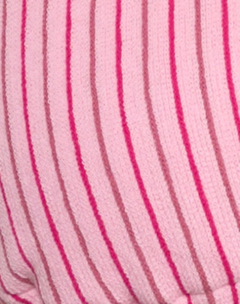 Cerry Bikini Top in Stripe Towelling Pink
