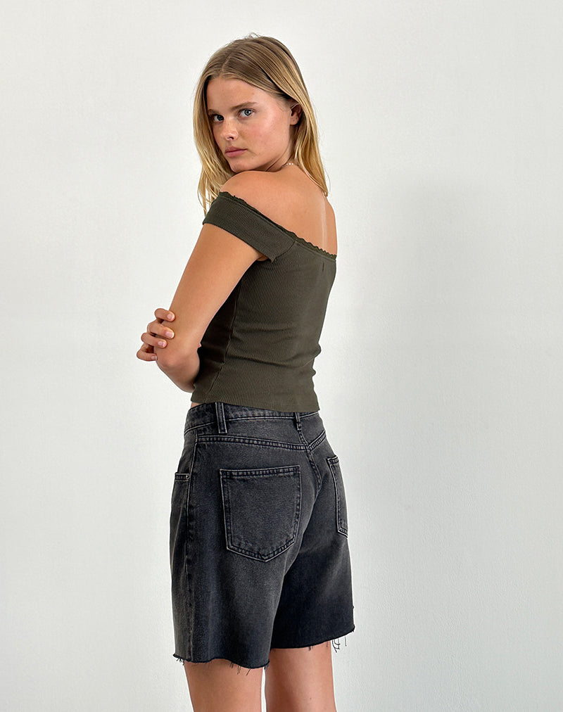 Chacha Top in Olive Rib Lace