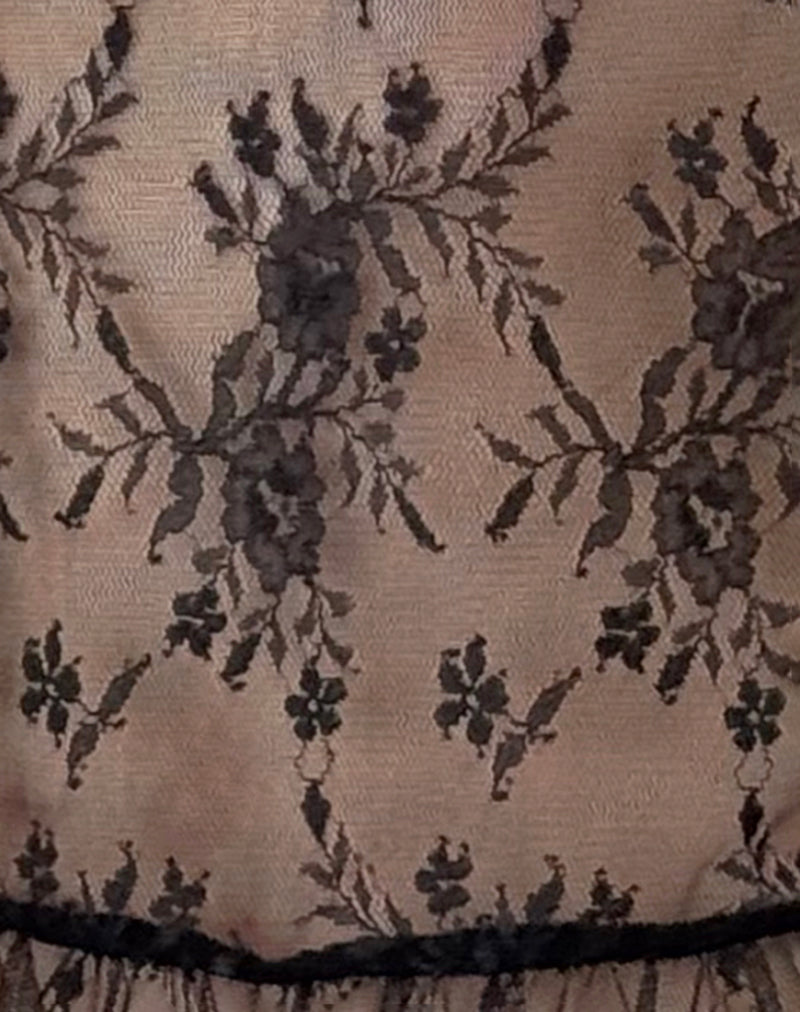 Champel Top in Wild Rose Lace Black