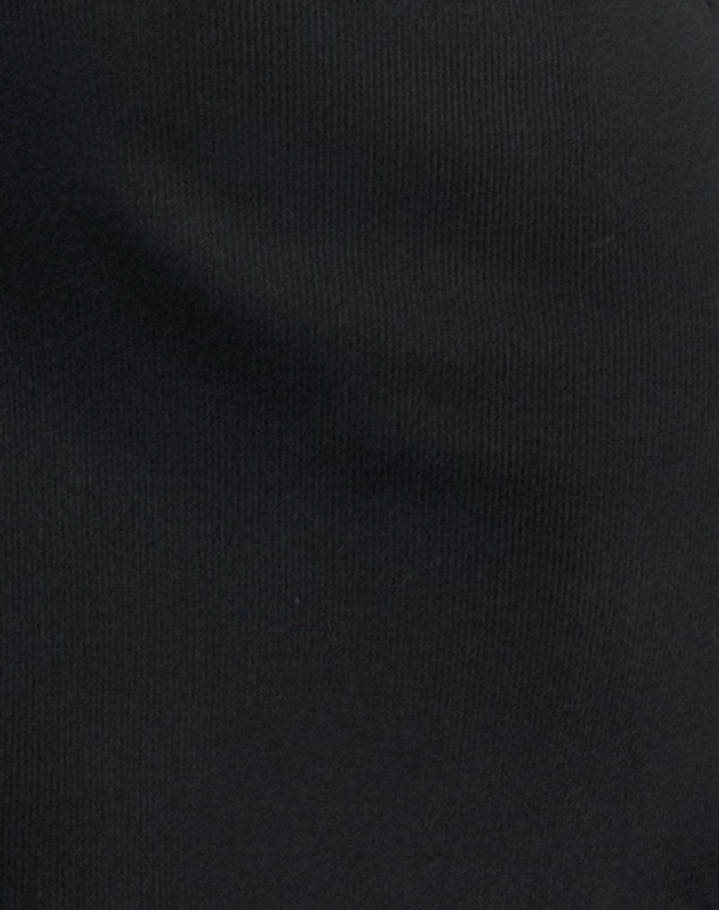 Chana Off Shoulder Mini Dress in Black Rib with Lace Trim