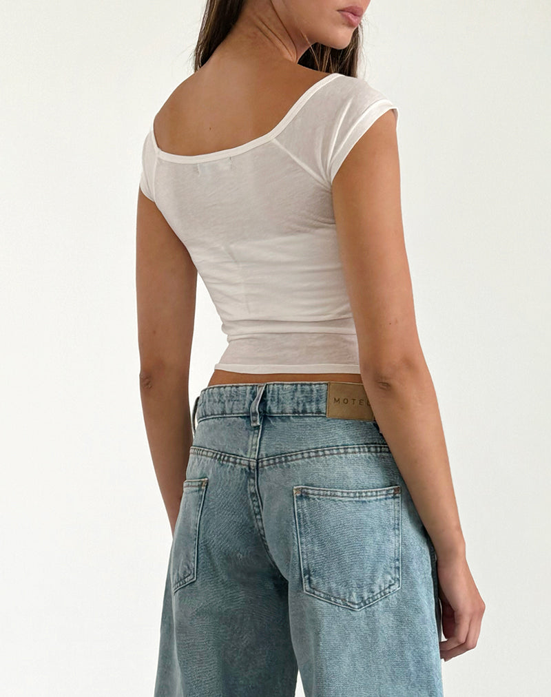 Roomy Extra Wide Low Rise Jeans in Washed Blue Green