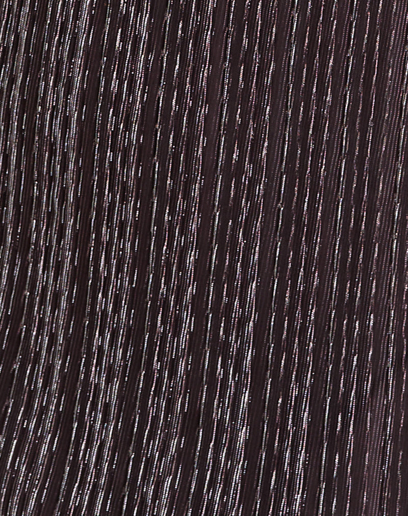 Cheria Mini Dress in Shimmer Plisse Brown