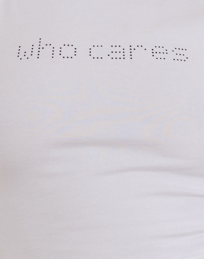 Chihiro Puff Sleeve Baby Tee in White Who Cares