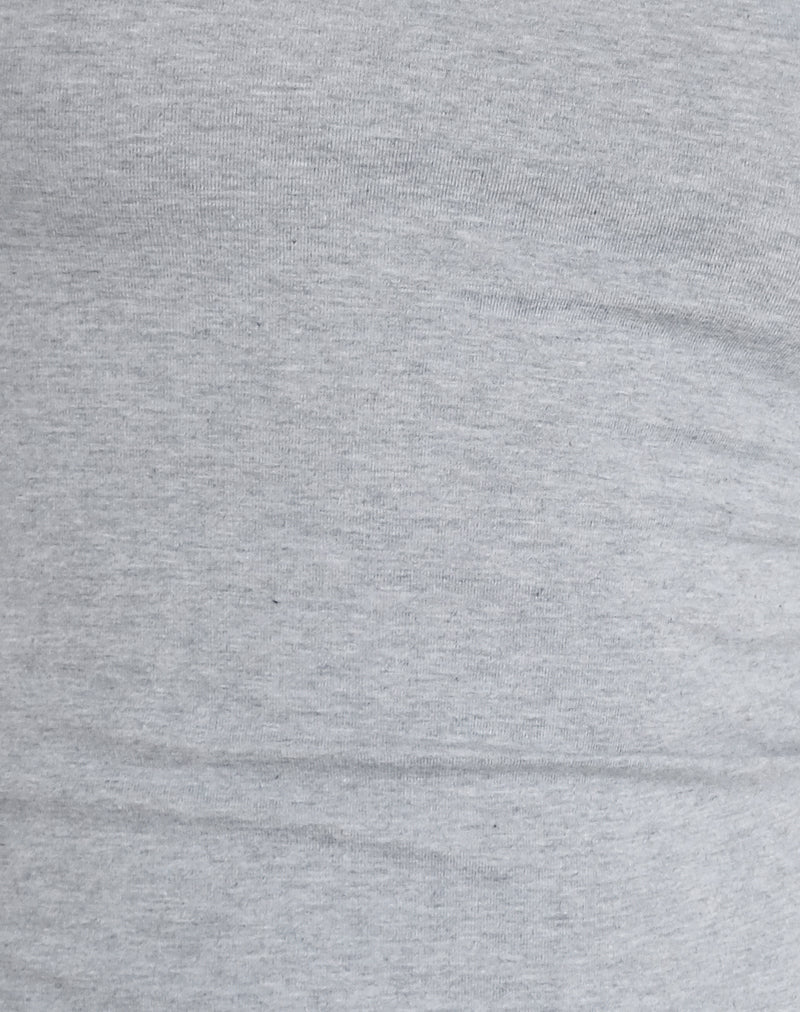 Chihiro Puff Sleeve Baby Tee Top in Grey Marl