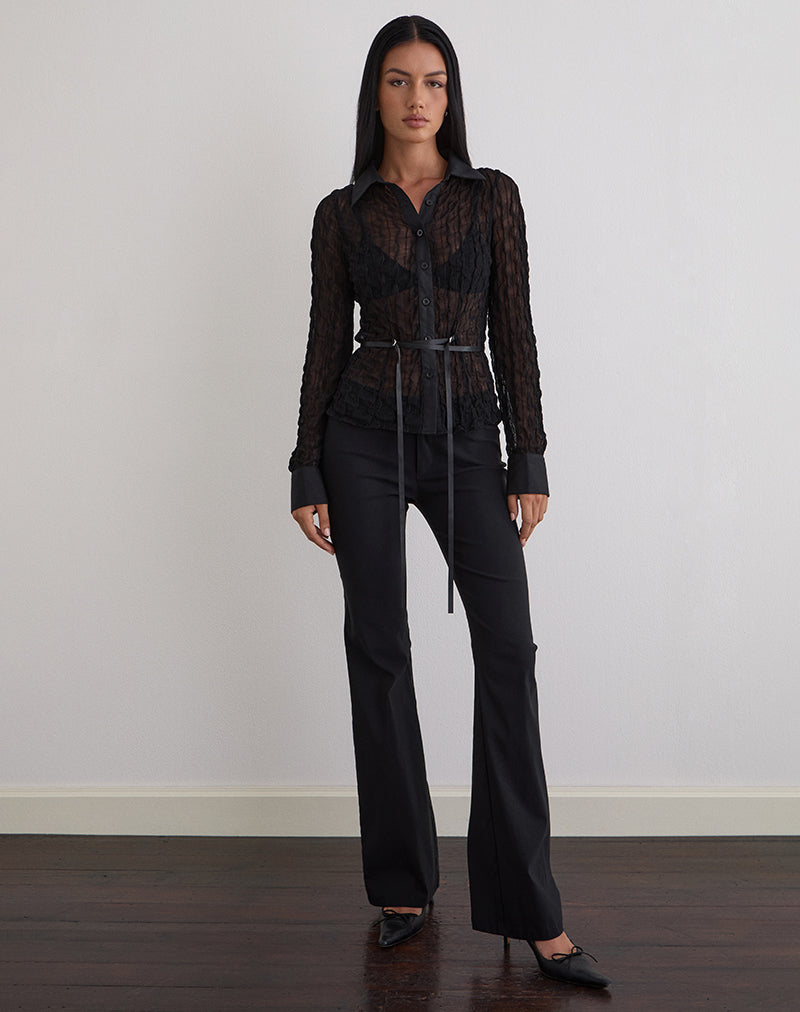 Christabel Shirt in Textured Mesh Black