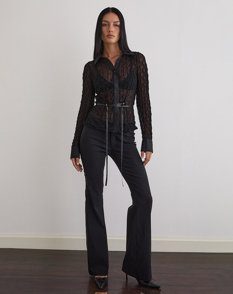 Christabel Shirt in Textured Mesh Black