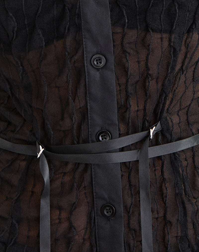 Christabel Shirt in Textured Mesh Black