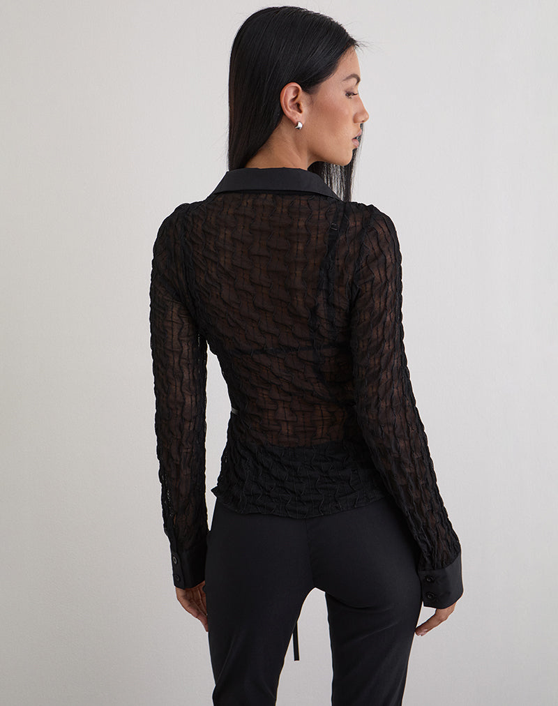 Christabel Shirt in Textured Mesh Black