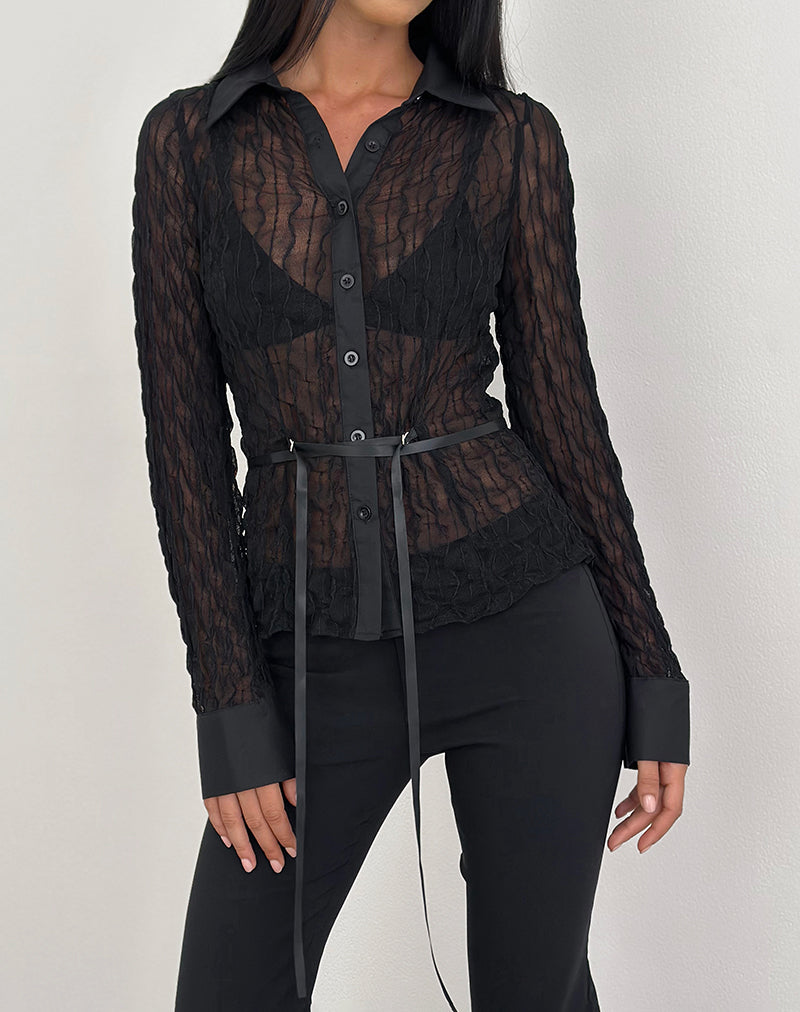 Christabel Shirt in Textured Mesh Black