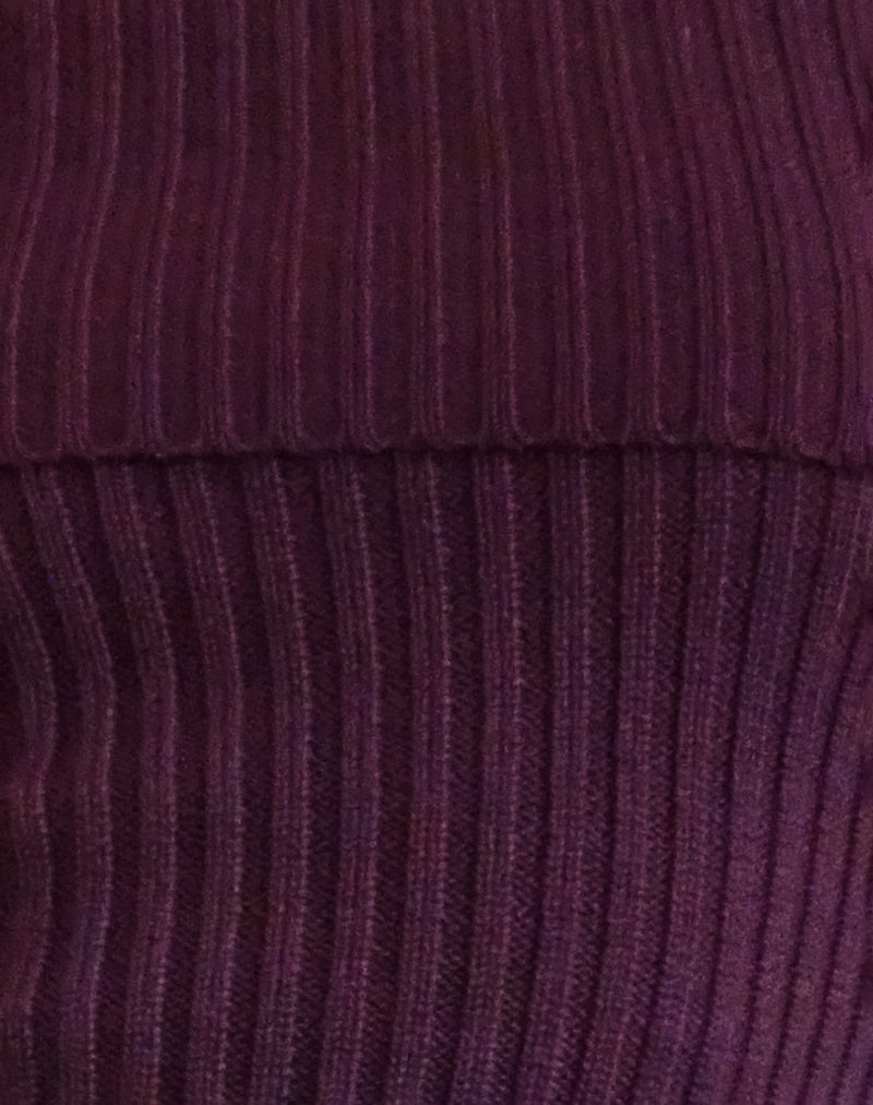 Circe Knitted Bardot Jumper in Burgundy