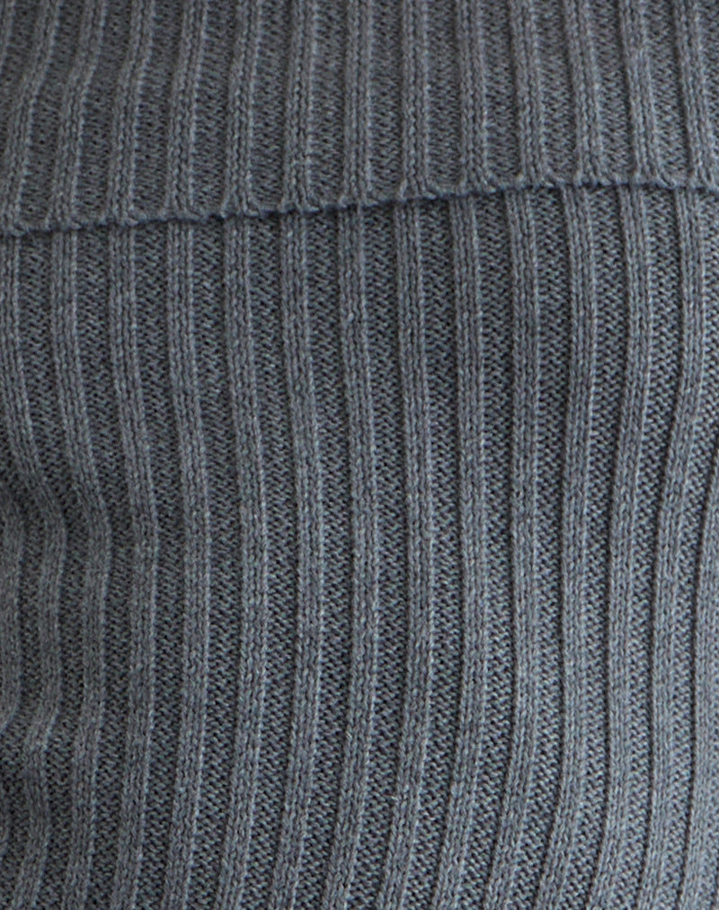 Circe Knitted Bardot Top in Grey