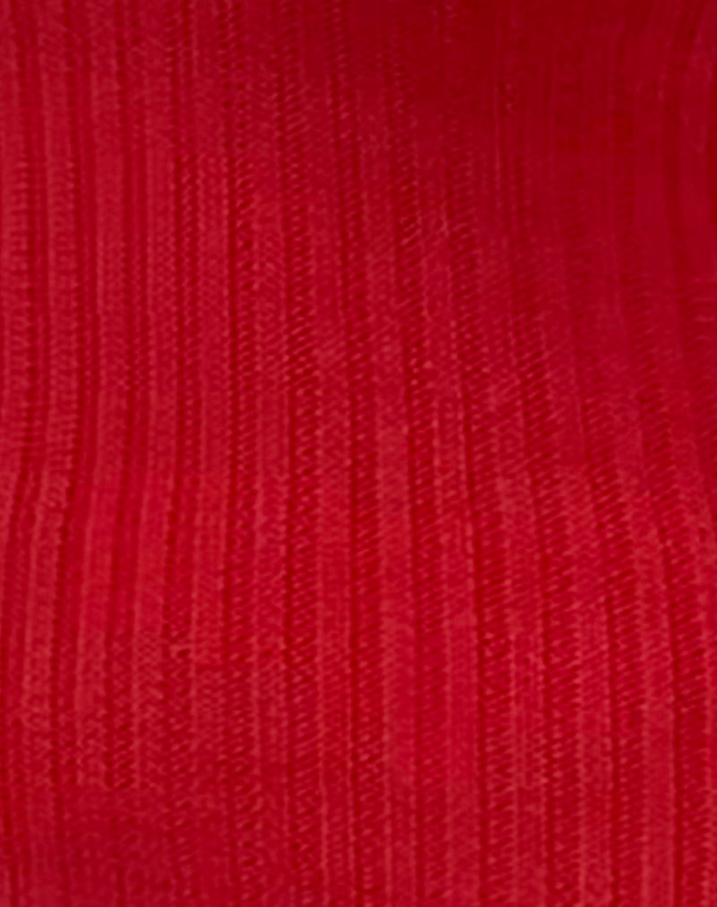 Circe Off-Shoulder Long Sleeve Knit Top in Red